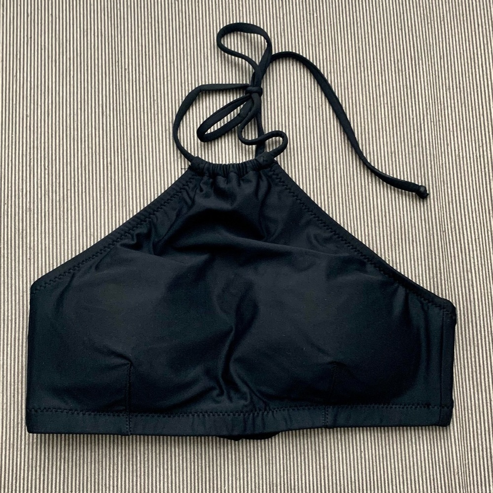J.Crew Cropped Halter Bikini Top - Small, Black
